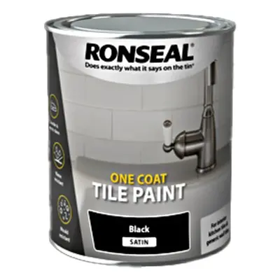 Ronseal One Coat Tile Paint Water Base, Black - Satin 750ml