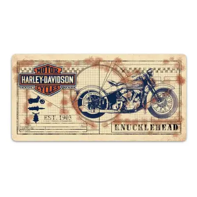 Harley-Davidson Knucklehead Print Embossed Tin Sign x inches