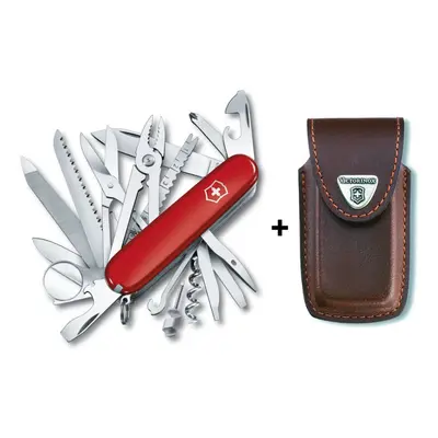 (red/brown) Victorinox SWISS CHAMP Swiss army knife bundle pack - with free Victorinox pouch