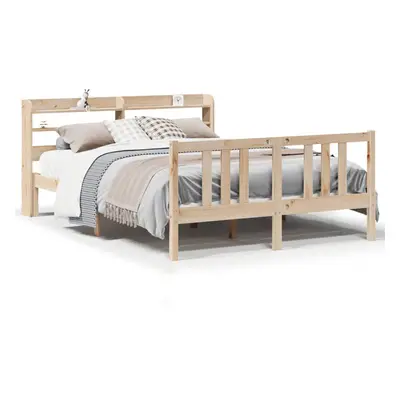 vidaXL Bed Frame with Headboard Bed Base Bedstead 140x190 cm Solid Wood Pine