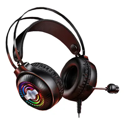 (Black) Game Headphone 3.5mm Wired Bass RGB Gaming Headset Stereo Sound Headset with Mic for Com