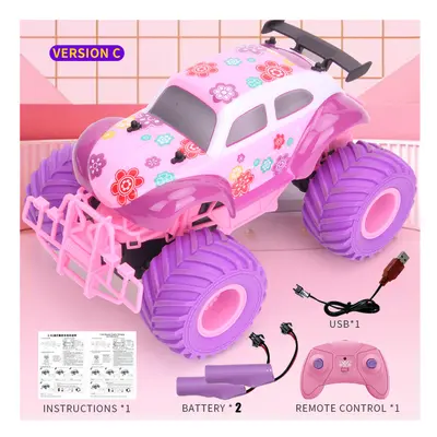 (Version C-2B) Pink RC Car Electric Drive Off-Road Big Wheel High Speed Purple Remote Control Tr