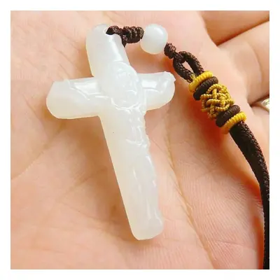 Natural Xinjiang Jade Lord Jesus Cross Jade Pendant Mens and Womens Necklace Jade Pendant Jade J