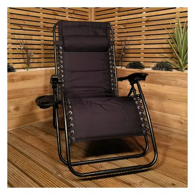 Luxury Padded Multi Position Zero Gravity Garden Relaxer Chair Lounger in All Black