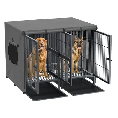 Heavy Duty Dog Crate with Divider and Waterproof Cover