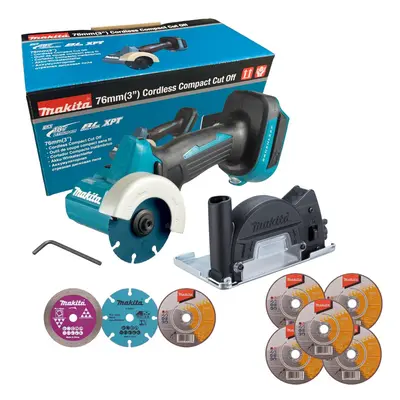 Makita DMC300Z 18V LXT Brushless 76mm Compact Cut Off Saw + Blades Inc Carbide