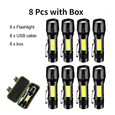 (black, PCS with Box) Portable Mini Led Flashlight Rechargeable Zoom Led Flashlight Xp-g Q5 Flas