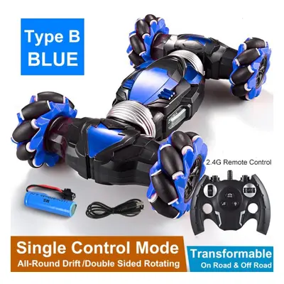 (blue, B) New Gesture Sensing Remote Control Car Lighting Stunt Car Twist Off-road Vehicle Degre