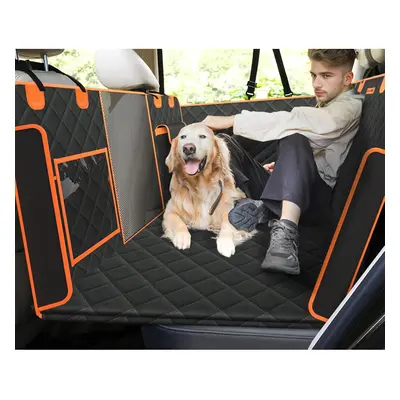 (Orange) Pet Back Seat Extender Dog Car Seat Cover with Hard Base Non-slip Foldable and Machine 