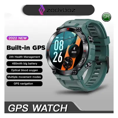 (Green, Silica gel) Zodvboz GPS Smart Watch Men New Outdoor Sports Watch Waterproof Fitness Hour