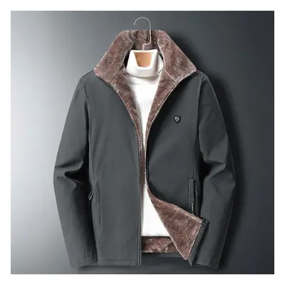 (grey, 6XL) Plus Velvet Lamb Velvet Jacket Men &apos;s Winter Warm Cotton -padded Jacket Middle 