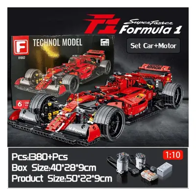 (Remote control-1380Pcs) 50cm High-tech Formula F1 Supercar Model 1380pcs Building Block Gift Fo