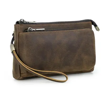 (coffee) Contact&apos;s Genuine Leather Men Clutch Bags High Quality Vintage Clutch Wallets Phon