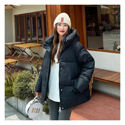 (black, L) Women Jacket Winter Hooded Women&apos;s Cotton Coats Thickened Female Bread Clothes C