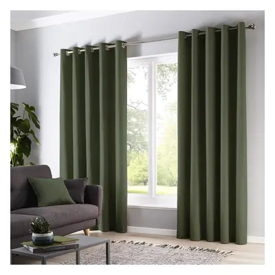 (W 89.8" x 89.8" (2 Panels), Dark/Olive Green) Olive Green Curtains W90 x L90 - Green Eyelet Cur