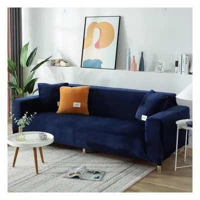 (dark blue, 3seat( 190-230cm)) 1/2/3/4 Seater Shape Corner Sofa Coversthickening Elastic Sofa Co