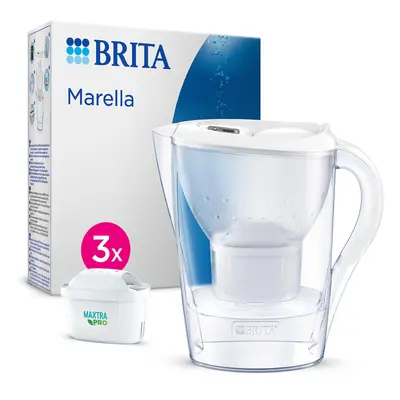 Marella Water Filter Jug White (2.4L) Starter Pack incl. 3x MAXTRA PRO All-in-1 cartridges - fri