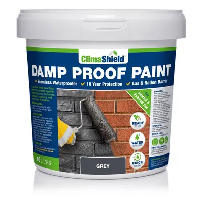 (Grey, Litre) SmartSeal Damp Proof Paint - For Interior & Exterior Walls, Ceilings and Floors. H