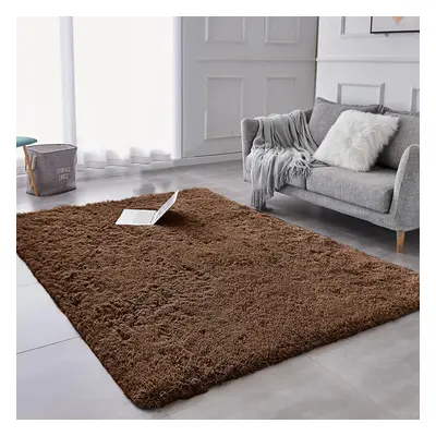 (Brown, 160cm x 230cm (5ft 4" x 7ft 8")) Non Slip Rugs Shaggy Fluffy Rugs Runners & Bath Door Ma