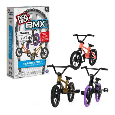 Tech Deck, BMX Finger Bike 3-Pack, Collectible and Customizable Mini BMX Bicycle Toys for Collec