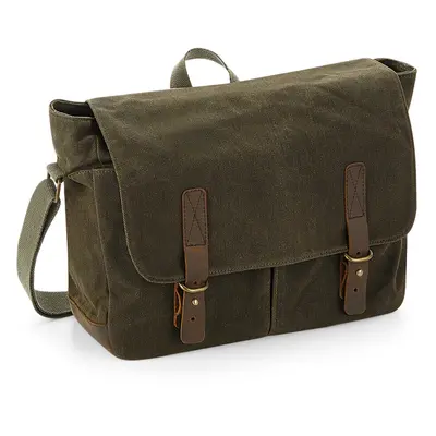 (One Size, Olive Green) Quadra Heritage Waxed Canvas Messenger Bag