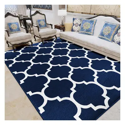 (160 x cm (5 ft in x ft in), Ava Navy Blue) Extra Large Area Rugs Printed Geometric Traditional 