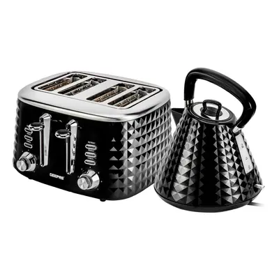 (Black) Geepas Kettle & Slice Bread Toaster set