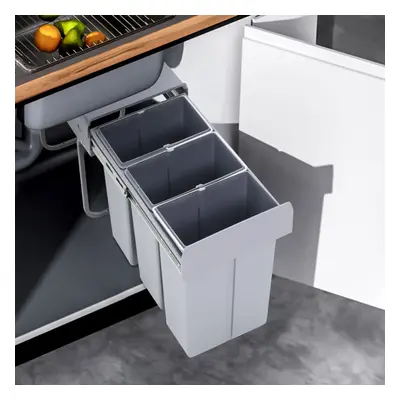 (3X10L) Recycle Bin Soft Close Pull Out Kitchen Waste Bins For 300MM Cabinet Unit