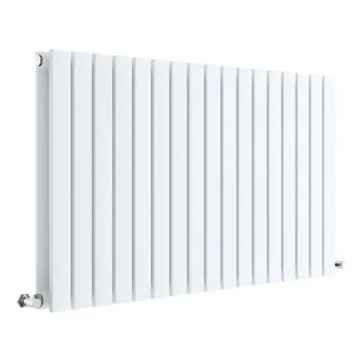 Square Horizontal Double Panel Radiator - 600mm x 992mm - BTU - Satin White