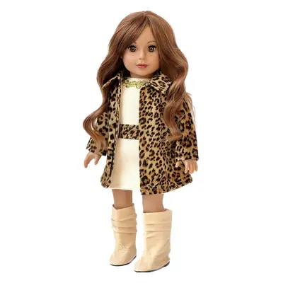 - Fashion Girl - Piece inch Doll Outfit - Cheetah Coat Ivory Dre