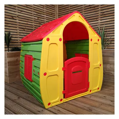 1.09m Yellow & Red Kids Indoor Outdoor Plastic Wendy House Magical Playhouse