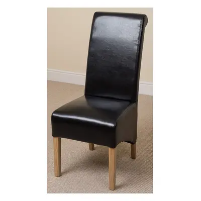 (Leather, Black) Montana Dining Chair | Scroll Back Dining Chair