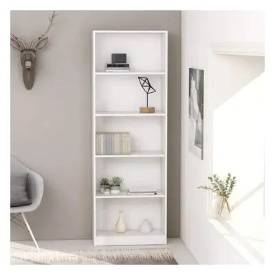 vidaXL 5-Tier Book Cabinet White Engineered Wood Bookcase Shelf Organiser