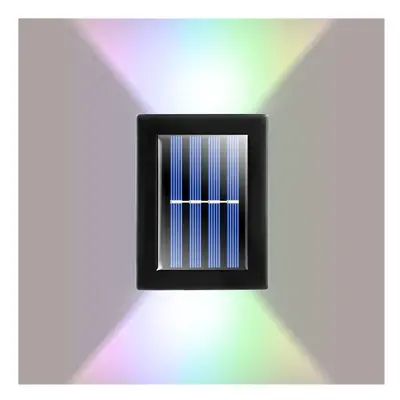 (Colourful Light) 2Pcs Solar LED Wall Light Outdoor Deck Path Garden Patio Pathway Stairs Fence 