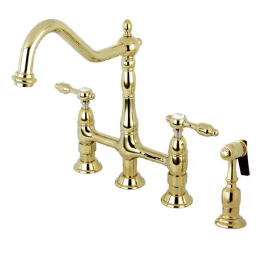 Kingston Brass KS1272TALBS Bridge Kitchen Faucet with Brass Sprayer P