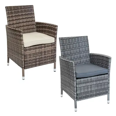 Charles Bentley Pair of Rattan Dining Chairs Garden Furniture - Indoor / Outdoor Use in Natural 