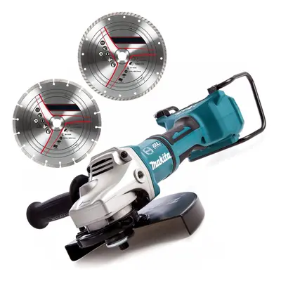 Makita DGA900Z 18v 36v Cordless Brushless 230mm Angle Grinder + 2x Diamond Blade