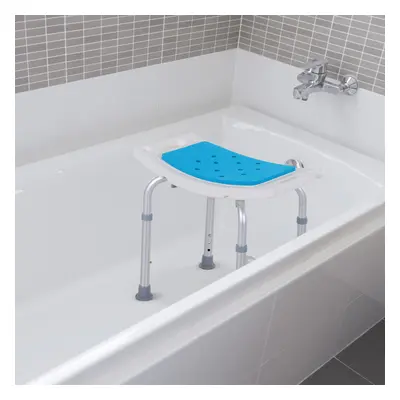 HOMCOM Adjust Aluminium Bath Stool Spa Chair Non-Slip w/ Shower Hole, Blue