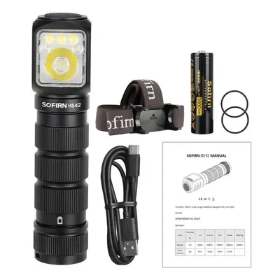 (black, with battery) Sofirn Hs42 Headlamp Rechargeable Torch 2100lm Leds With Red Light Spotlig