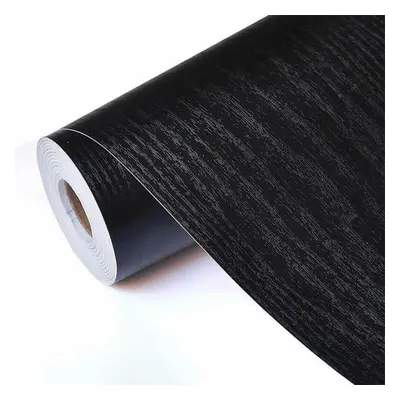 (40CM x 10M, As The Picture) Black Wood Wallpaper Peel and Stick Paper Decorative Self-Adhesive 