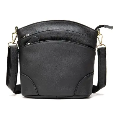 (black) Brand Design Luxury Ladies Bucket Messenger Bag Genuine Leather Single Shoulder Bag Larg