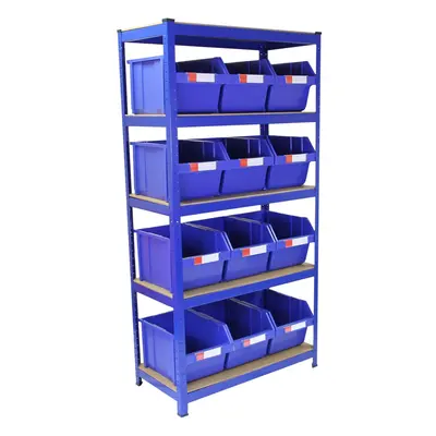 90cm Racking Unit & Storage Bins Blue Storage System Set Warehouse Garage Shed