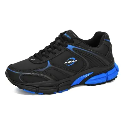 (black,blue, 44) Bona New Designers Action Leather Trendy Running Shoes Men Outdoor Sneakers Man