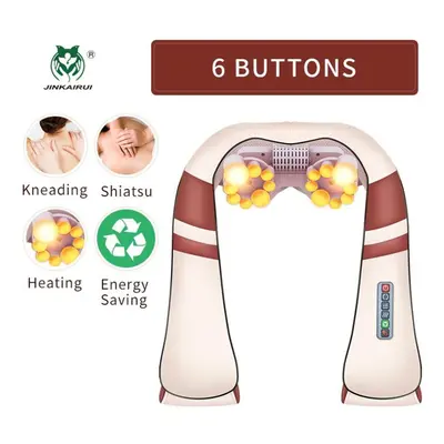 (as the picture, EU Plug) Neck Massager Electric Shiatsu Whole Body Infrared Health Care Kneadin