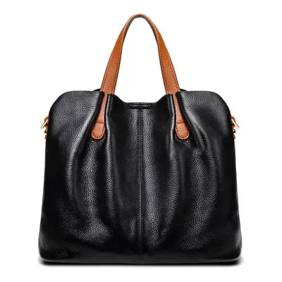 (black) Soft Genuine Leather Tote Composite Bag Luxury Handbags Women Shoulder Messenger Bags De