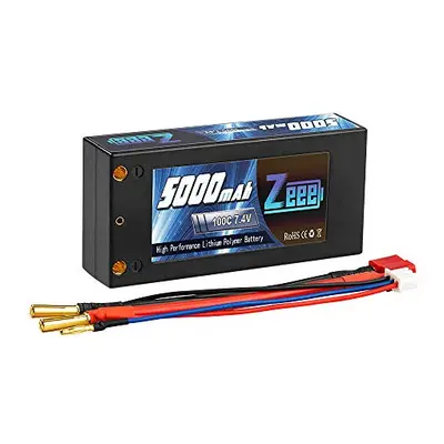 2S Lipo Battery 5000mAh 7.4V 100C Hard case Shorty Battery with 4.0mm Bullet to Deans T plug for