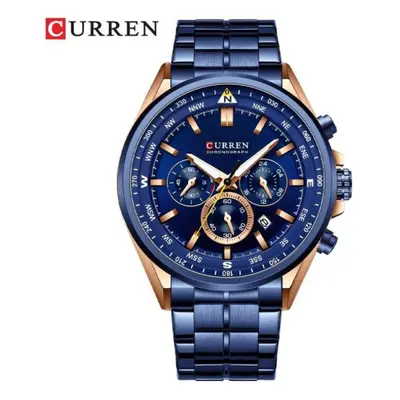 (blue) Curren Men&apos;s Luxury Watches Fashion Sporty Wristwatches Male Chronograph Quartz Stai