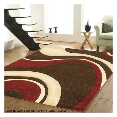 (Swirl : Chocolate / Red , x cm) Clearance Modern Floral Abstract Area Rugs