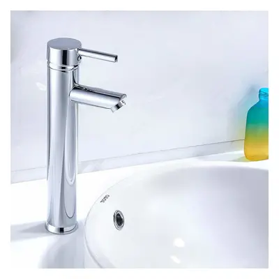 Tall Bathroom Taps Basin Mixer Monobloc Brass Round Single Lever