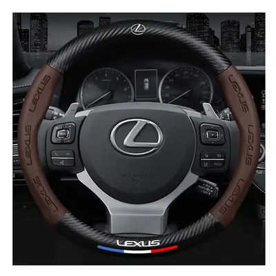 (Brown) 3D Embossing Car Steering Wheel Cover For Lexus GS300 ES330 ES350 NX300H ES300 IS300 GX4